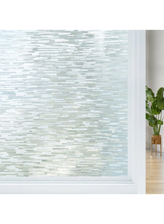 Haton Window Privacy Film, Frosted Glass Window Film, Static Cling UV Blocking Removable Window Clings, Opaque Window Stickers, Vinyl Window Coverings for Home Office, Non Adhesive 17.5 × 157.4 Inches - Image 1
