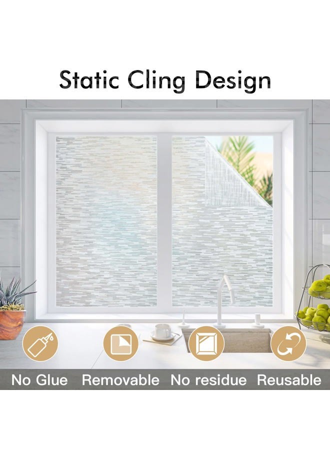 Haton Window Privacy Film, Frosted Glass Window Film, Static Cling UV Blocking Removable Window Clings, Opaque Window Stickers, Vinyl Window Coverings for Home Office, Non Adhesive 17.5 × 157.4 Inches - Image 4