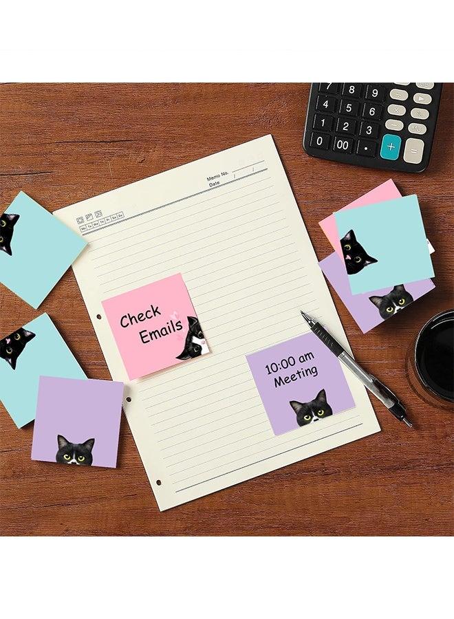 meayul Black Cat Sticky Notes Set 9 Packs,Self-Stick Note Pads, Cute Memo Pads Super Adhesive Note Cards for Planner Sticky Notes Tabs for School Supplies, Office Supplies, Teacher, Book Notes  - Image 4