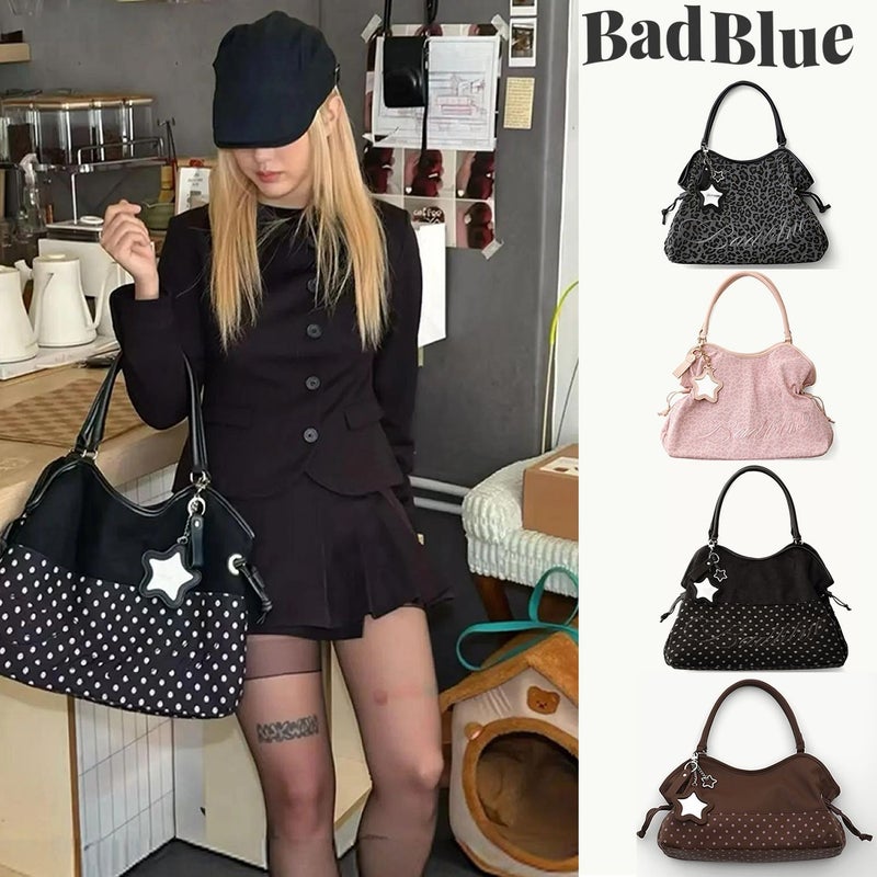 BadBlue Women's Large Canvas Shoulder Bag Leopard & Polka Dot - Image 1