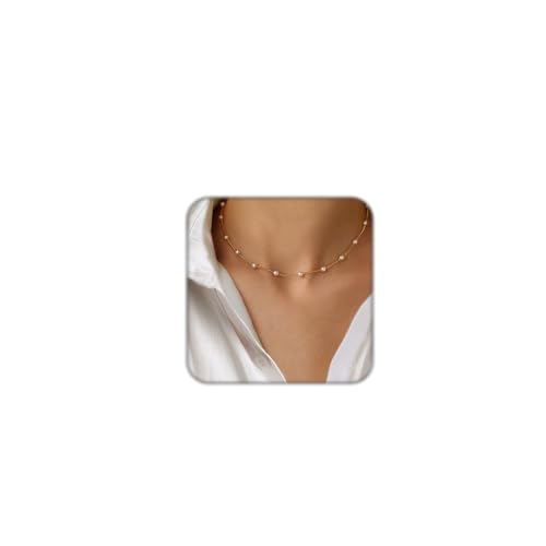 Peutlhomy Pearl Necklaces for Women Big Pearl Choker Necklaces Chunky Statement Necklace Adjustable Wedding Party - Image 1