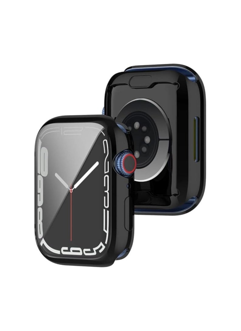 ELMO3EZZ Soft TPU Scratches Resistant Full Screen Coverage Screen Protector for Apple Watch Series 7/45mm (Black)