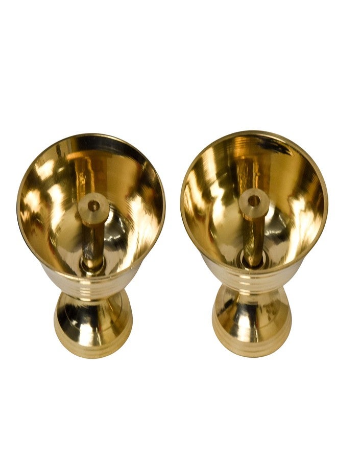 Bhimonee Decor | Pure Brass Salaidar Nanda Pyali Table Diya | 1.75-Inch Traditional Oil Lamp | Handcrafted Deepak for Home Temple, Pooja & Festive Decor | Antique Brass Finish | Pack of 2 - Image 5
