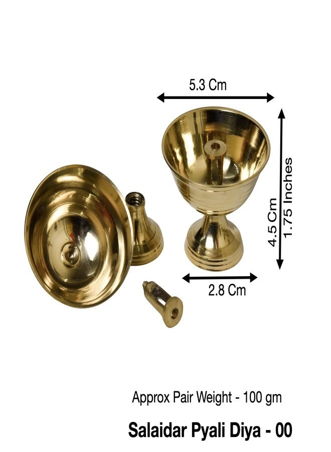 Bhimonee Decor | Pure Brass Salaidar Nanda Pyali Table Diya | 1.75-Inch Traditional Oil Lamp | Handcrafted Deepak for Home Temple, Pooja & Festive Decor | Antique Brass Finish | Pack of 2 - Image 2