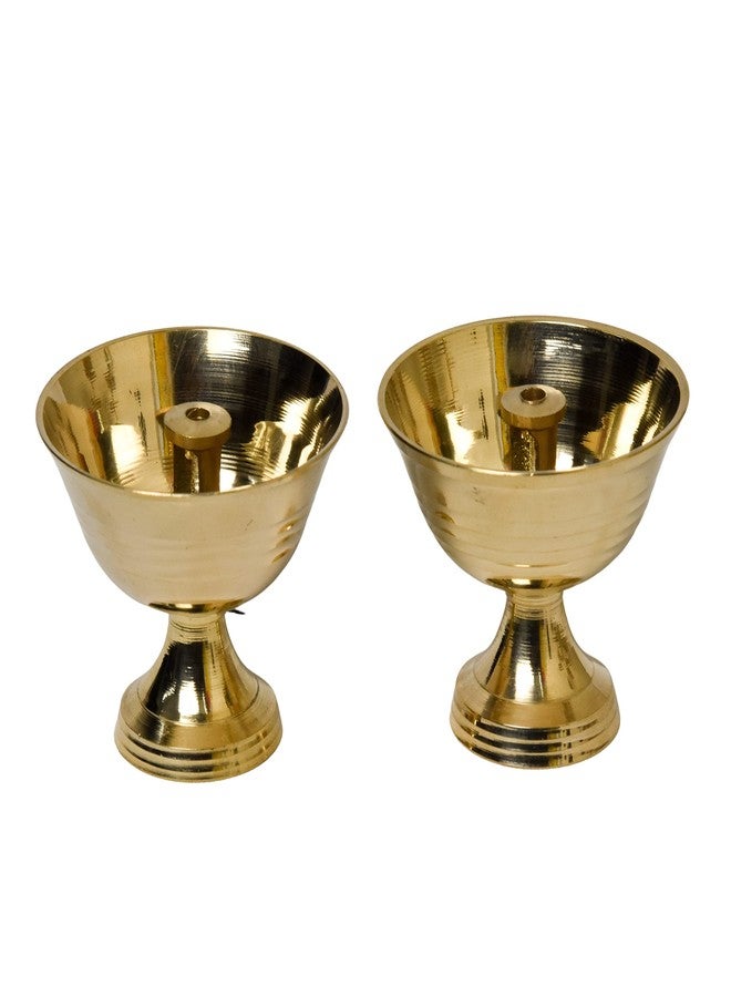 Bhimonee Decor | Pure Brass Salaidar Nanda Pyali Table Diya | 1.75-Inch Traditional Oil Lamp | Handcrafted Deepak for Home Temple, Pooja & Festive Decor | Antique Brass Finish | Pack of 2 - Image 3