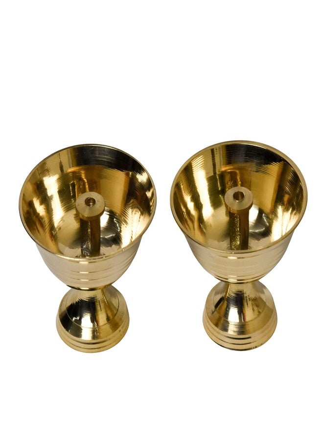 Bhimonee Decor | Pure Brass Salaidar Nanda Pyali Table Diya | 1.75-Inch Traditional Oil Lamp | Handcrafted Deepak for Home Temple, Pooja & Festive Decor | Antique Brass Finish | Pack of 2 - Image 4