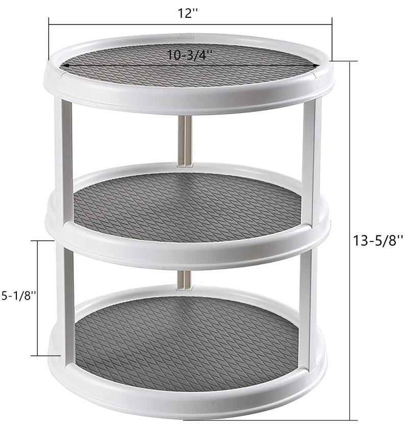 Yesland 3 Tier Lazy Susan Turntable - 12'' Round Tiered Rotating Kitchen Spice Organizer and Non-Skid Organization Storage Container - Tiered Tray for Fruit, Snacks, Cosmetic, Pantry, Bathroom(Grey) - Image 3