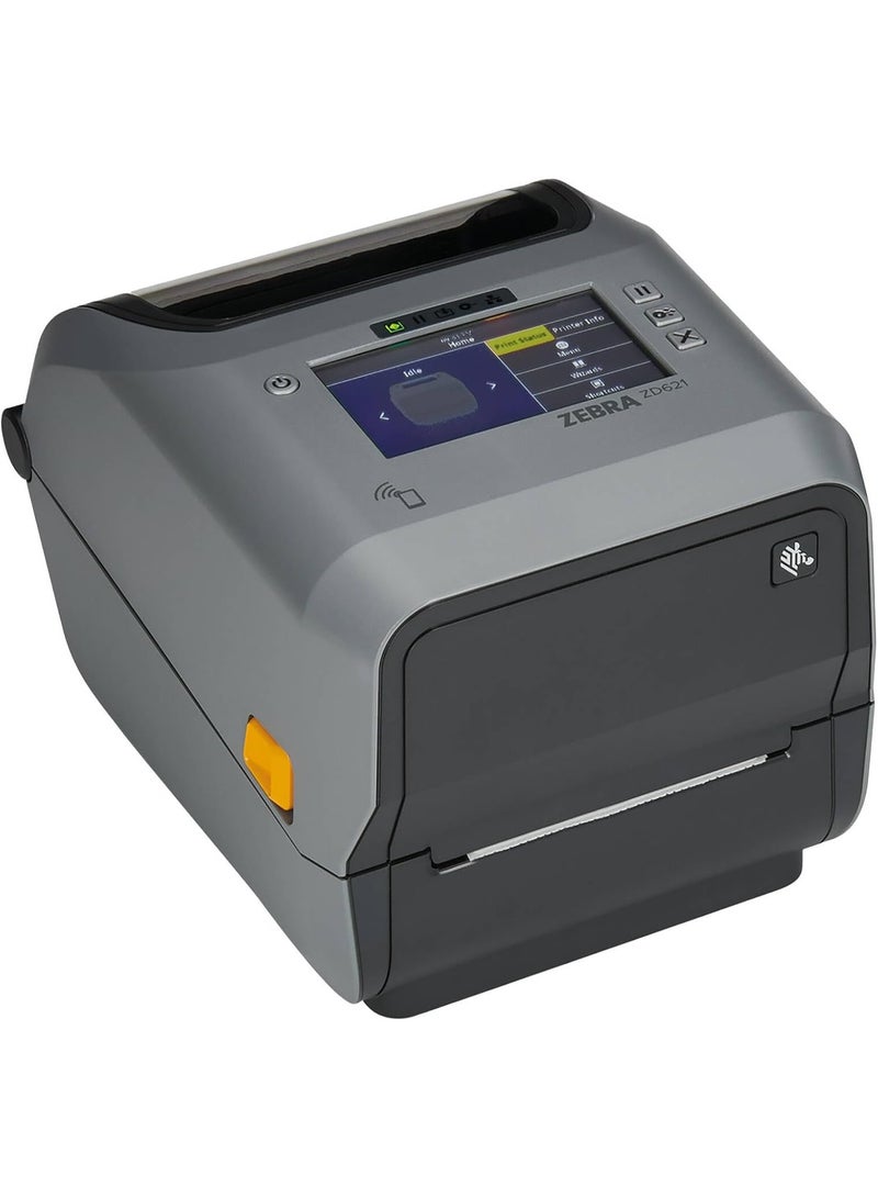 Zebra ZD621R Thermal Transfer Printer, 203 x 203 DPI Resolution, 203mm/sec Print Speed, Built-In 4.3" Display, Ethernet LA, Bluetooth (BLE) & USB Port Interfaces, RFID Module, Gray | ZD6A142-30EFR2EZ - Image 1