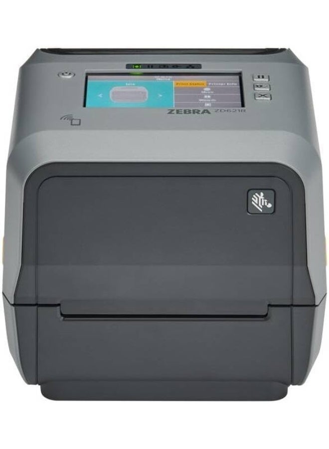 Zebra ZD621R Thermal Transfer Printer, 203 x 203 DPI Resolution, 203mm/sec Print Speed, Built-In 4.3" Display, Ethernet LA, Bluetooth (BLE) & USB Port Interfaces, RFID Module, Gray | ZD6A142-30EFR2EZ - Image 2