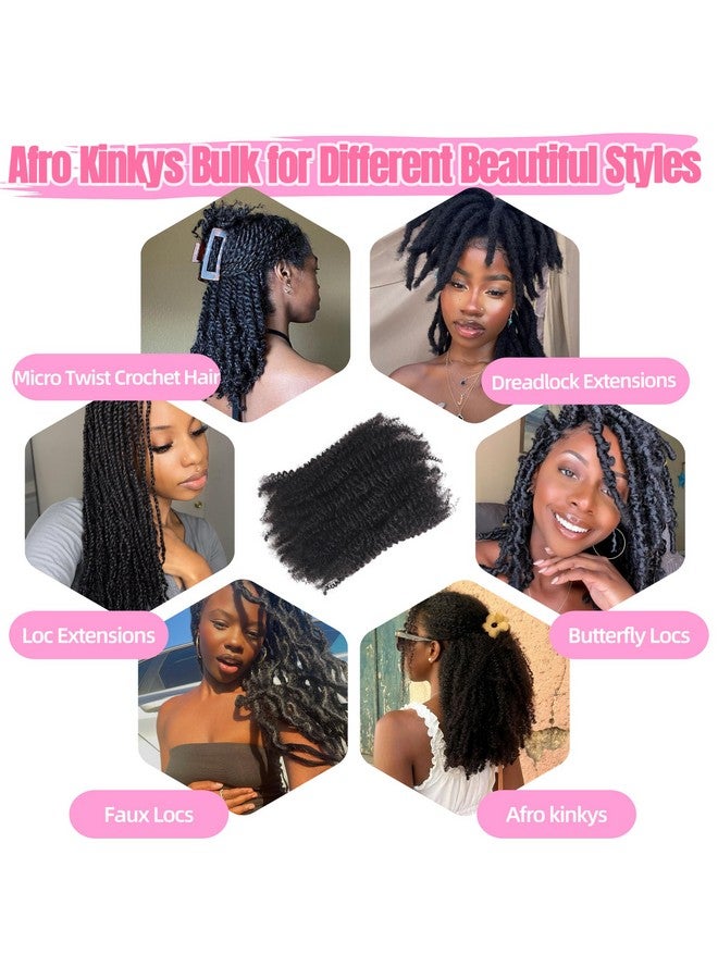 HLSK Afro Kinkys Bulk Human Hair 14 Inch 45G±5G/Pack For Dreadlock Extensions,Repair Locs, Twists And Braids Afro Kinky Curly Bulk 100% Human Hair Natural Black Color (Natural Black, 14 Inch) - Image 2
