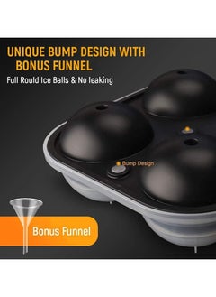 NQOOH Large Silicone Ice Ball Mold with Lid and Funnel for 4 Round Ice Balls  - Image 4