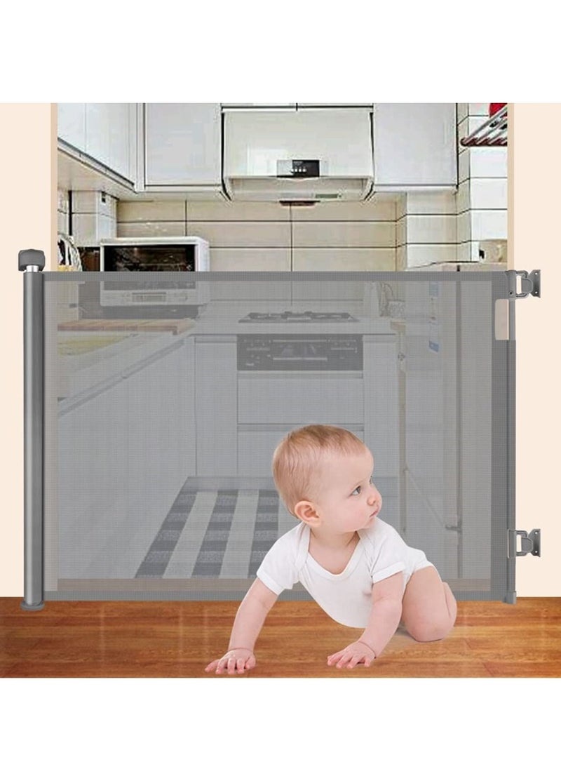 XiuWoo - Adjustable Retractable Mesh Baby Toddlers Safety Gate Kit for Stairs Indoor Outdoor Doorway Hallway - Image 1