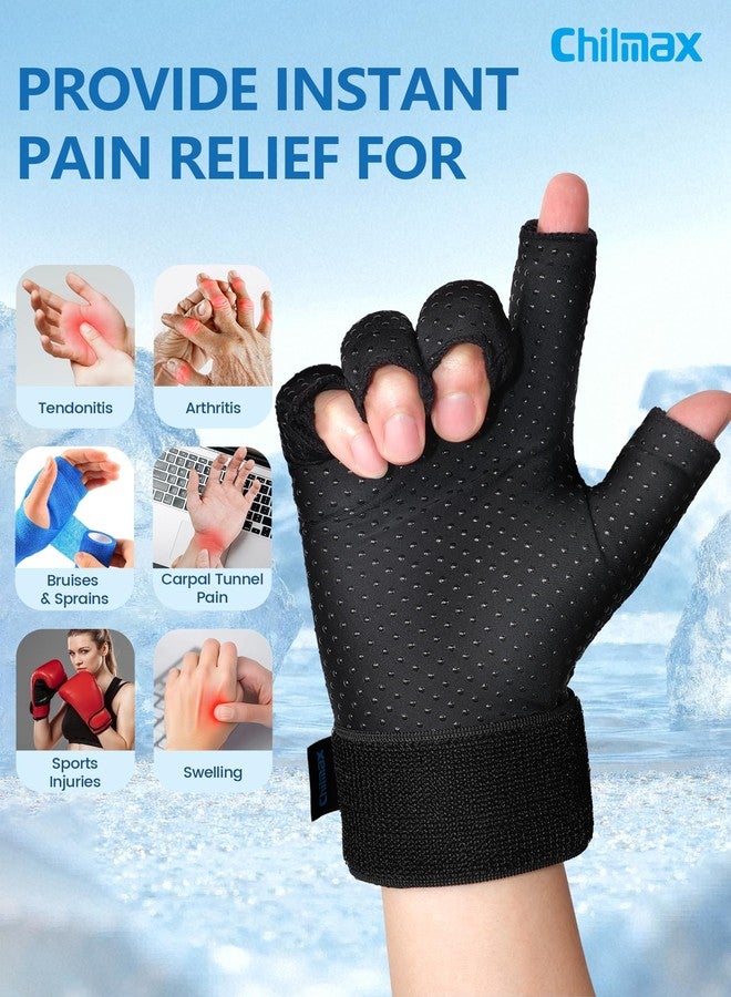 Chilmax Hand Ice Pack Glove for Arthritis Pain Relief,Hot & Cold Therapy Fingers Arthritis Compression Wrap Adjustable Gel Wrist Ice Pack for Carpal Tunnel,Swelling,Tendinitis(1pcs Medium) - Image 2