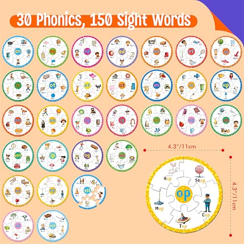 SpriteGru Phonics Puzzles Short Vowel Sound Blends30 Phonics 150 Sight Words Phonetic Rhyming Game Learn to Read Spell First Word Early Educational Tool for Toddlers Preschool Kindergarten Homeschooling - Image 5