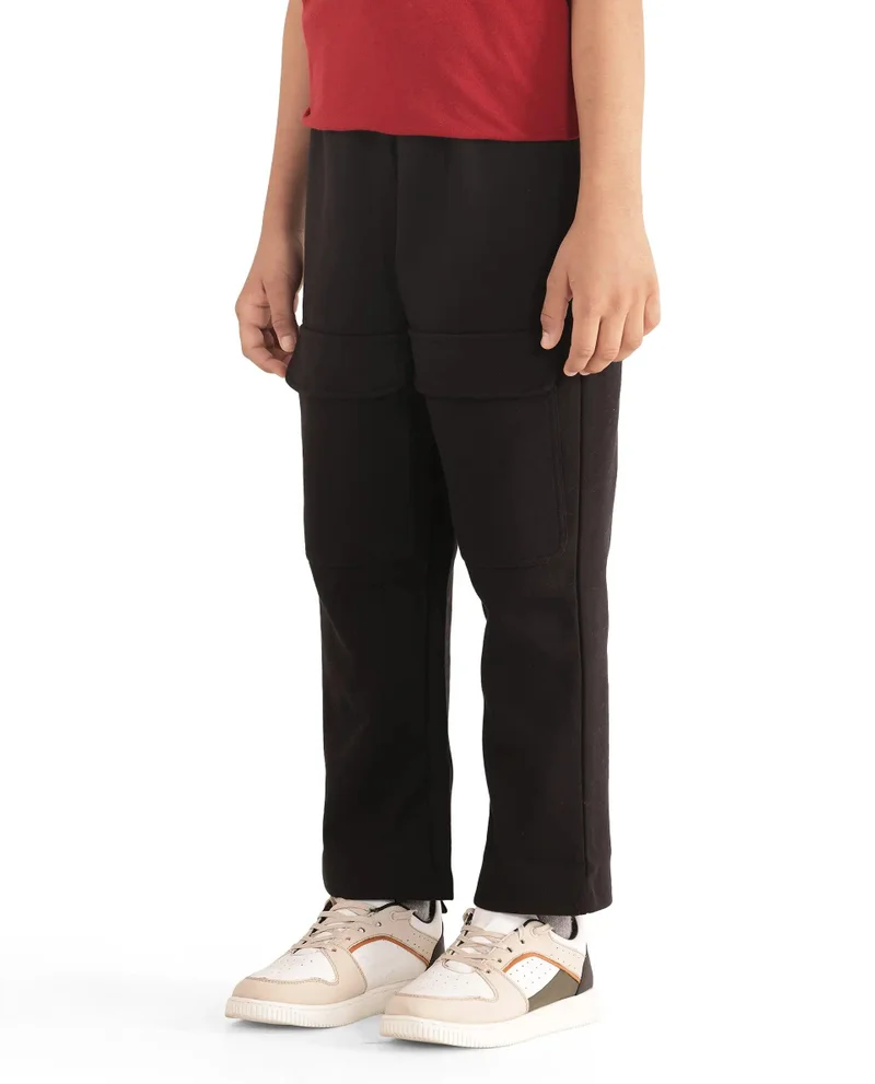 رير ونز Rare Ones Kids Tami Black Cotton Poly Regular Fit Multipocket Solid Trackpant