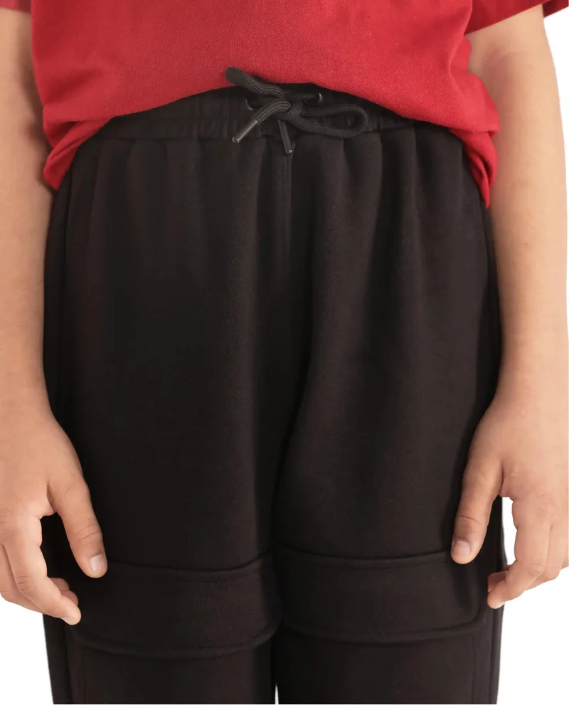 Rare Ones Rare Ones Kids Tami Black Cotton Poly Regular Fit Multipocket Solid Trackpant