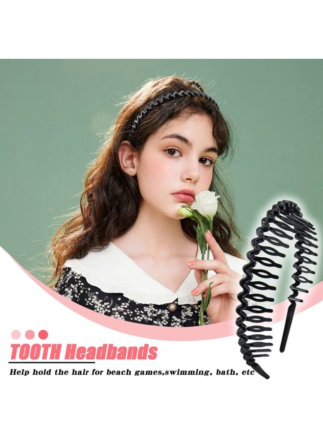 Yeshan Teeth Comb Headbands for Women and Girls Zig Zag Shark Tooth Headbands for Women's Hair Plastic Non-Slip Black and Brown Thin Hair Hoops,Pack of 6 - Image 4