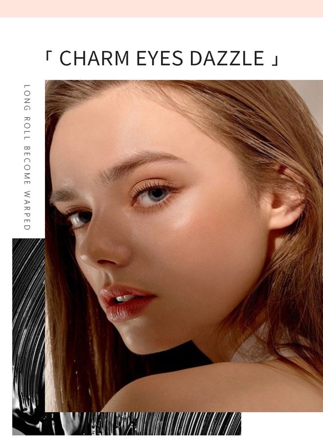 pudaier ماسكارا تكثيف الرموش المقاومة للماء، ماسكارا طبيعية طويلة الأمد مقاومة للماء بفرشاة سيليكون رباعية الأبعاد (أسود)  - Image 2