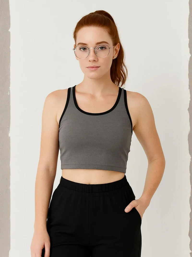 تومي لايف TOMMY Ribbed Sleeveless Crop Top