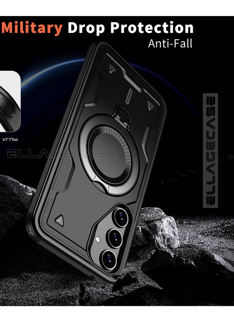 ELLAGECASE حافظة واقية مع حلقة لهاتف سامسونج جالاكسي S23 FE، حماية قوية من السقوط، إمكانية الوقوف أفقيًا ورأسيًا، حماية كاميرا متينة، دعم متوازن، وتوافق مثالي مع الملحقات المغناطيسية - Image 3