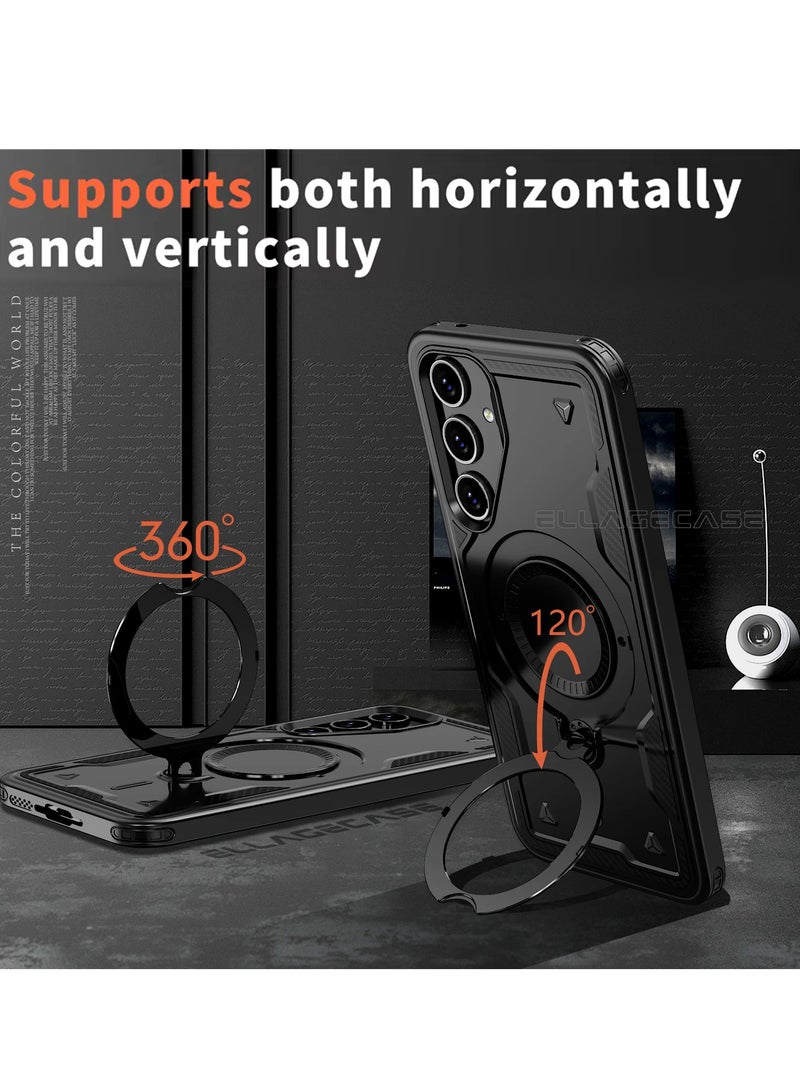 ELLAGECASE حافظة واقية مع حلقة لهاتف سامسونج جالاكسي S23 FE، حماية قوية من السقوط، إمكانية الوقوف أفقيًا ورأسيًا، حماية كاميرا متينة، دعم متوازن، وتوافق مثالي مع الملحقات المغناطيسية - Image 5
