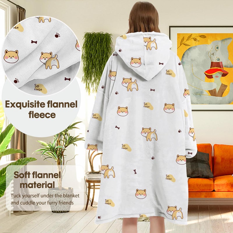 Gocvo Wearable Blanket Hoodie Gifts for Adults Mom Women Men Oversized Fluffy Hoodie Cozy Hideout Hoodie Sweatshirt Sweater Blanket with Pocket (Dogs) - Image 5