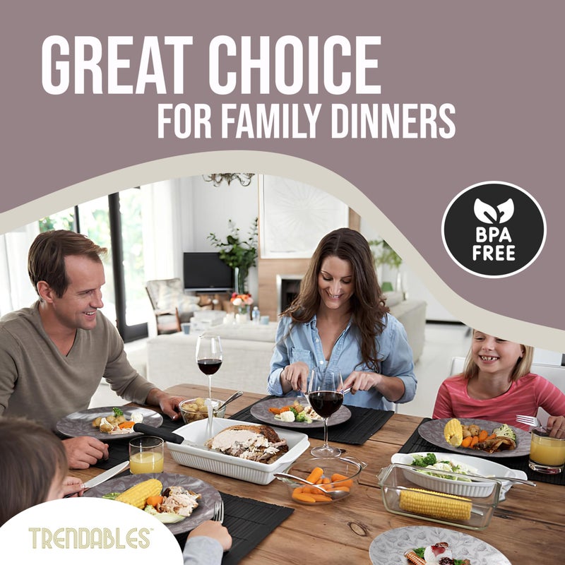 Trendables Disposable Dinnerware Decorative Plates Plastic Disposable Plates Set For 40 Guests 40 x 8 Inch Dessert Plate & 40 x 10 Inch Wedding Party Plate Set Blossom Circle - Image 4
