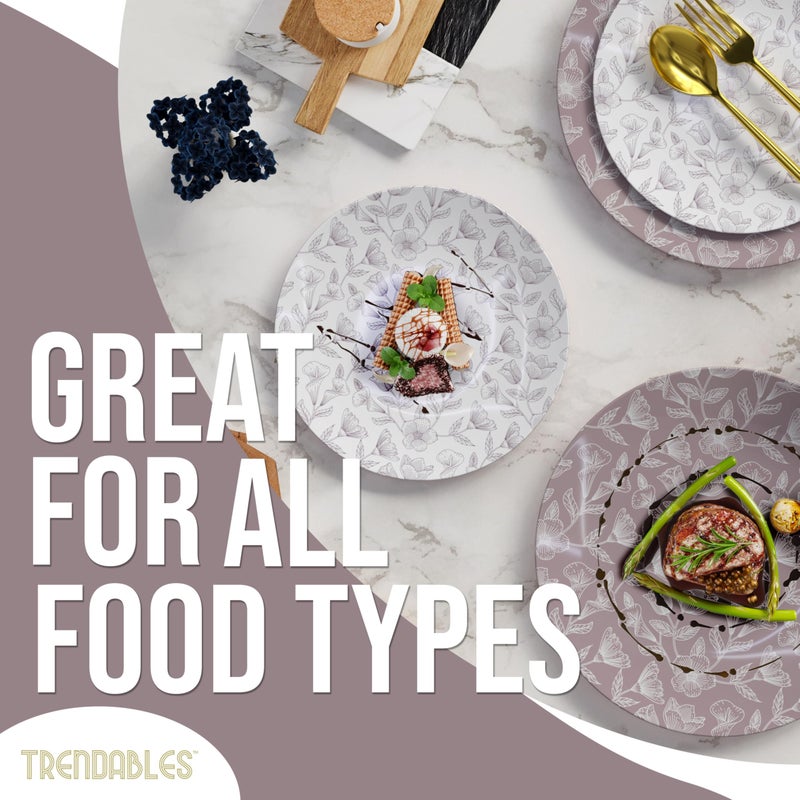 Trendables Disposable Dinnerware Decorative Plates Plastic Disposable Plates Set For 40 Guests 40 x 8 Inch Dessert Plate & 40 x 10 Inch Wedding Party Plate Set Blossom Circle - Image 3