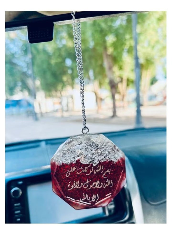 One-sided pendant for car decoration, elegant, embroidered with silver leaf, made of fine resin - Image 2