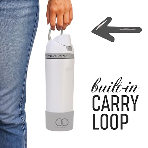 ONE AND ONLY Kids Water Bottle with Push Button Stainless Steel 550ml White Sipper BPA-Free, Double-Walled Insulation | Perfect for School, Office, Home, Gym - Image 2