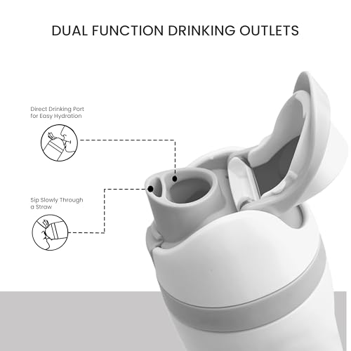 ONE AND ONLY Kids Water Bottle with Push Button Stainless Steel 550ml White Sipper BPA-Free, Double-Walled Insulation | Perfect for School, Office, Home, Gym - Image 3