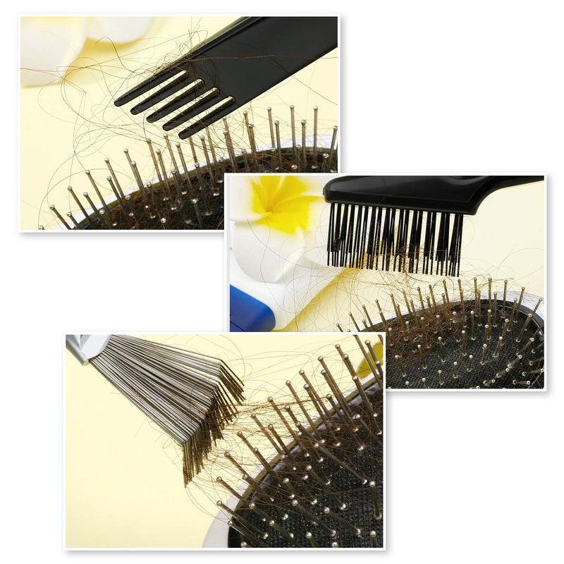 Boao 2 Pieces Hair Brush Cleaning Tool Comb Cleaner Brush Mini Comb Cleaning Hair Remover Tool for Removing Dust Home and Salon Use(Black Color) - Image 4