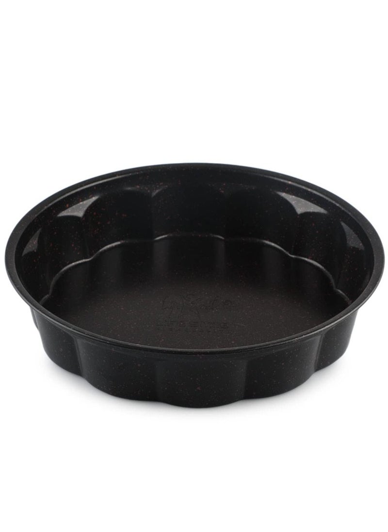 Life Smile 11 inch Pie Pan Tart Pan With Marble Coating, Fluted Pizza Pan 27.5 cm Quiche Pan Round Tart Pie Pan Nonstick Deep Baking Dish Pie Plate Mold 