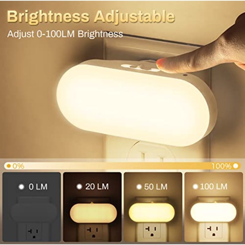 Night Lights Plug into Wall, [2 Pack] 1W 3000K Led Night Light with Dusk to Dawn Sensor, Dimmable Night Light from 0LM to 100LM for Bathroom Hallway Bedroom Room Stairway - Image 3