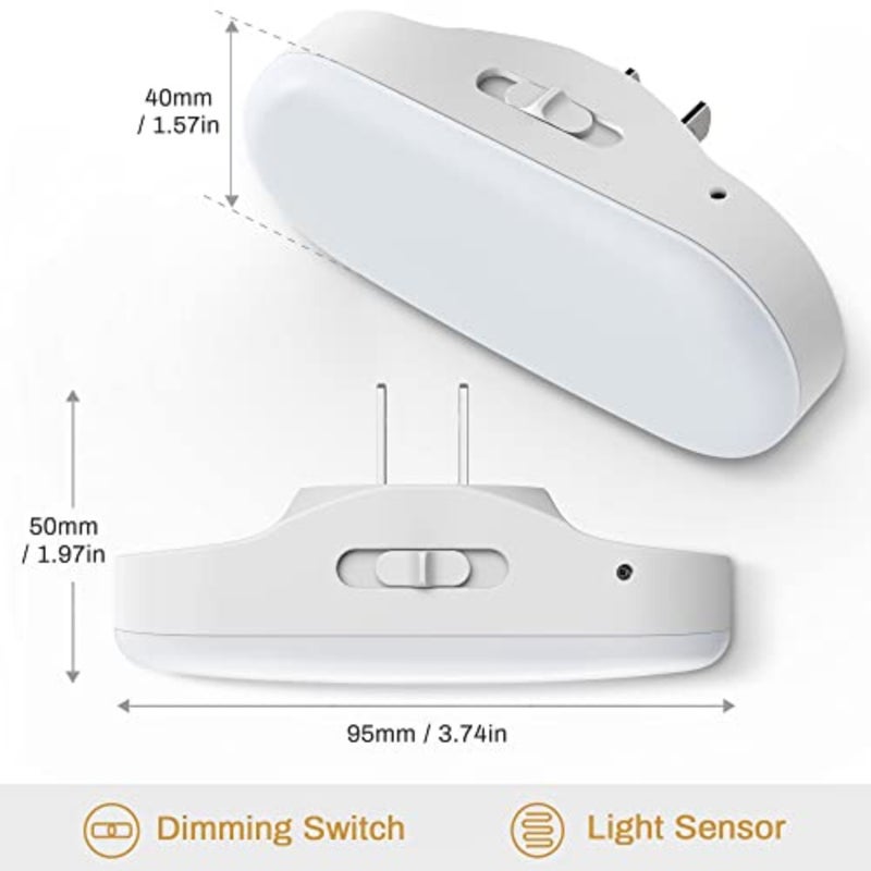Night Lights Plug into Wall, [2 Pack] 1W 3000K Led Night Light with Dusk to Dawn Sensor, Dimmable Night Light from 0LM to 100LM for Bathroom Hallway Bedroom Room Stairway - Image 2