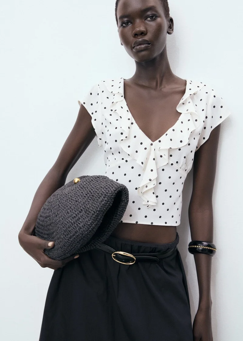 MANGO Polka-dot blouse with ruffles