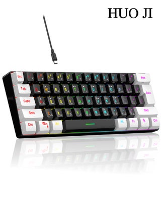 60% Arabic-English Wired Gaming Keyboard, Small RGB Backlit Membrane Gaming Keyboard, Ultra-Compact Mini Waterproof Keyboard for PC Computer Gamer Black and White - pzsku/Z692D5C5B046498F9CE75Z/45/1747210379/298ec92c-b130-45eb-a738-78744eca3fca