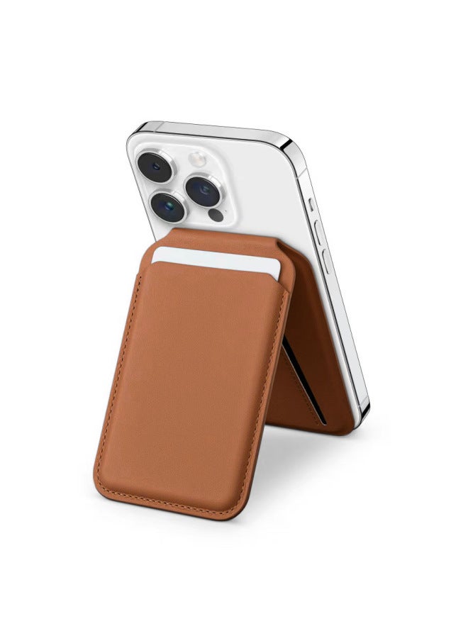 Magsafe Magnetic Suction Leather Card Bag Wallet 12/13/14/15Pro Max Metal Hinge Phone Holder-Specifications:Black - Image 2