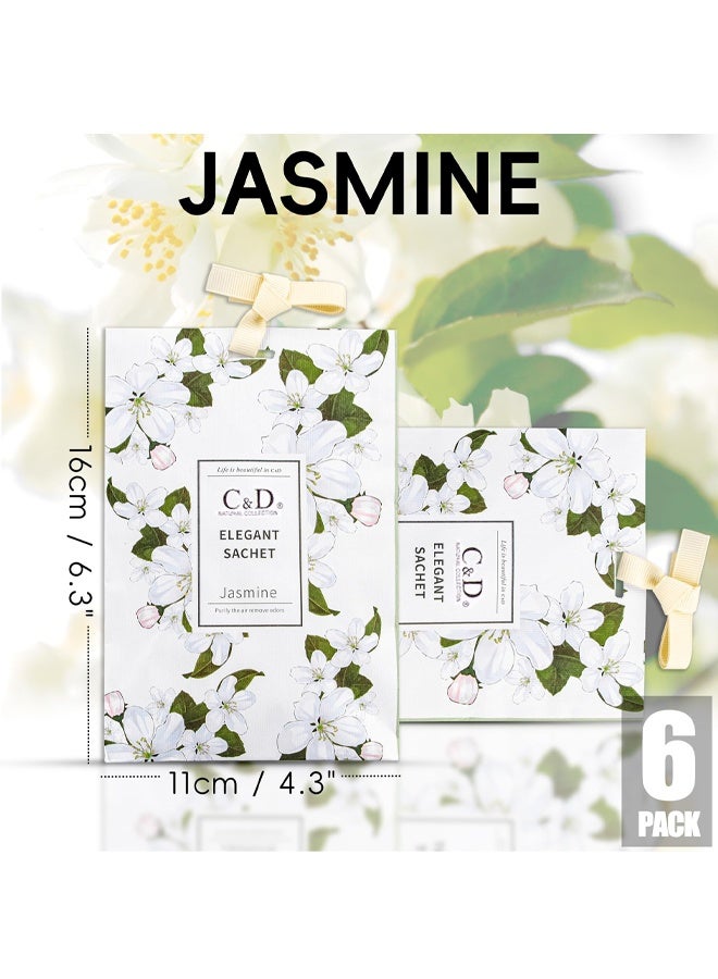 C&D 6 PCS Scented Sachet for Drawers and Closets, Long Lasting Air Freshener Sachets Bags, Hanging Potpourri Bags with Fragrances for House Room, Wardrobe and Car, Home Fragrance Products, Jasmine - Image 3