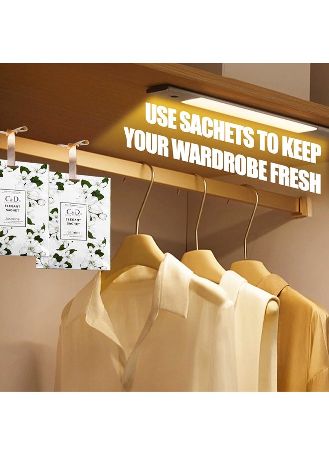 C&D 6 PCS Scented Sachet for Drawers and Closets, Long Lasting Air Freshener Sachets Bags, Hanging Potpourri Bags with Fragrances for House Room, Wardrobe and Car, Home Fragrance Products, Jasmine - Image 2