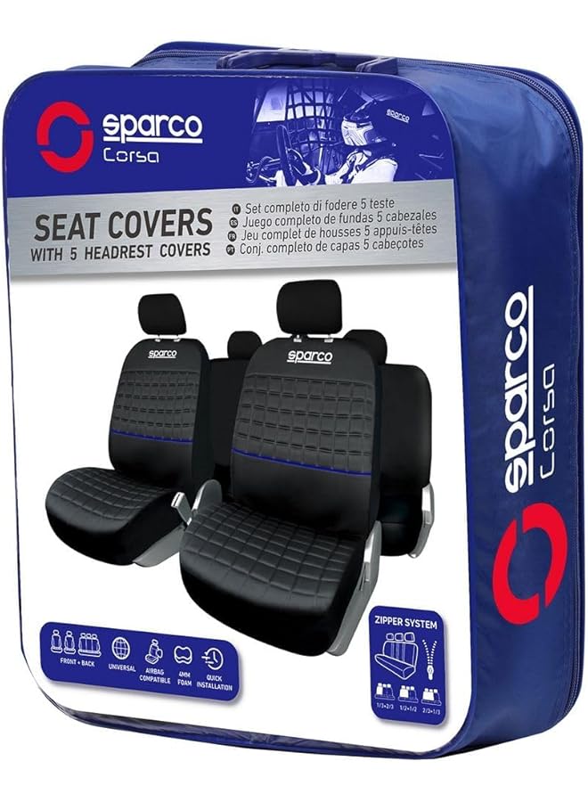 سباركو طقم غطاء مقعد عالمي لاتسيو أسود أزرق Spc1042Az - Image 3