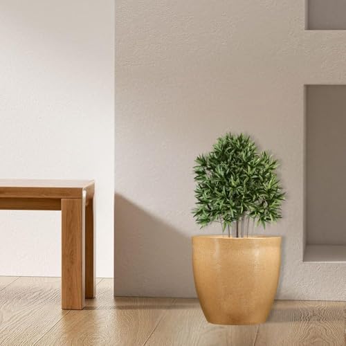 Go Hooked Pluto Brown Indoor Planter Pot 10 Inch | Lightweight Modern Round Plant Pot for Living Room, Balcony & Office | Decorative Polymer Pot for Live & Artificial Plants - Image 1