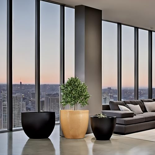 Go Hooked Pluto Brown Indoor Planter Pot 10 Inch | Lightweight Modern Round Plant Pot for Living Room, Balcony & Office | Decorative Polymer Pot for Live & Artificial Plants - Image 3