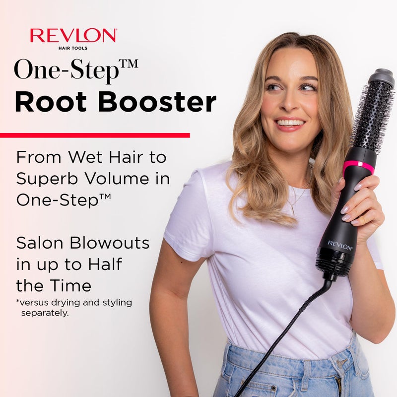 Revlon مجفف الشعر ومصفف الشعر من ريفلون بخطوة واحدة - فرشاة دائرية لتعزيز الجذور لتصفيف الشعر، فرشاة مجفف للحصول على تسريحة صالون سريعة وسهلة، لمسة أكثر لمعانًا وأقل تجاعيد (1-1/2 بوصة) - Image 2
