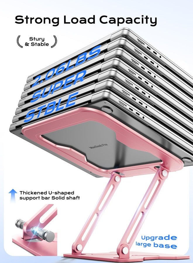JCZT Adjustable Laptop Stand for Desk, Metal Foldable Laptop Riser, Pink - Image 4