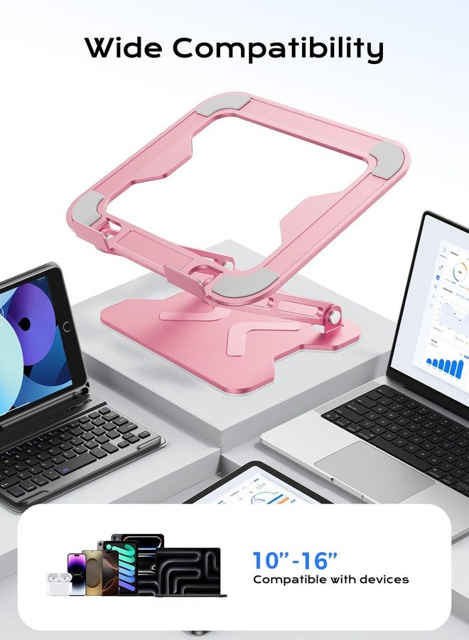 JCZT Adjustable Laptop Stand for Desk, Metal Foldable Laptop Riser, Pink - Image 5