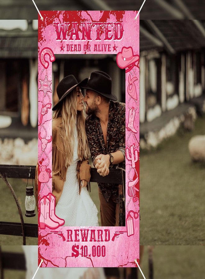 Sanixin Large Cowgirl Cowboy Party Decorations Western Wanted Photo Frame Banner for Wild West Birthda Decoration Supplies (Pink) - Image 5