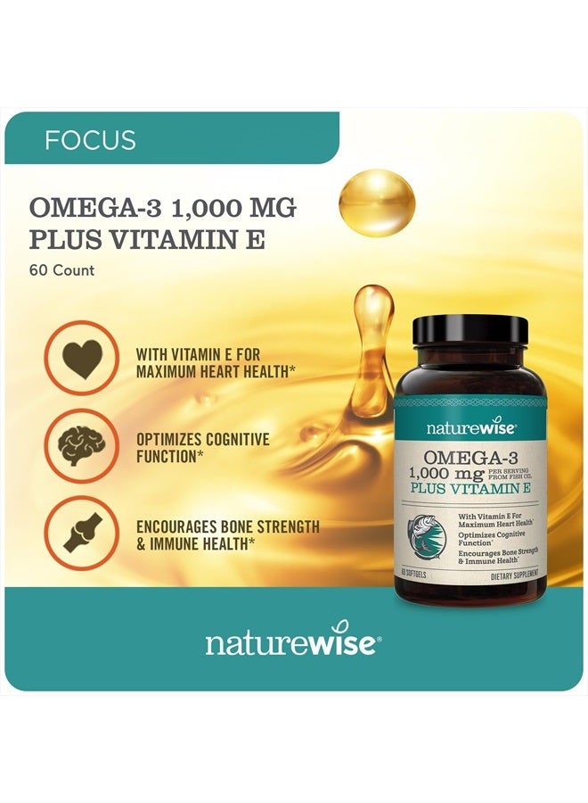 High-Potency 1000mg Omega 3 with 600mg EPA, 400mg DHA, & Vitamin E - Supplement for Heart, Brain & Immune Support for Men & Women, 360ct - 180 Day Supply