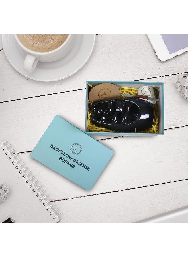 Aakriti Gallery حامل بخور سيراميك يدوي فاخر مع تدفق عكسي، موقد بخور، زينة للعلاج بالروائح، ديكور منزلي، تأمل، يوغا (شلال) - Image 3