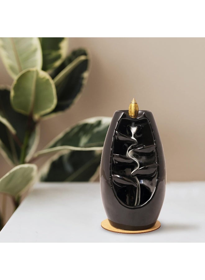 Aakriti Gallery حامل بخور سيراميك يدوي فاخر مع تدفق عكسي، موقد بخور، زينة للعلاج بالروائح، ديكور منزلي، تأمل، يوغا (شلال) - Image 2